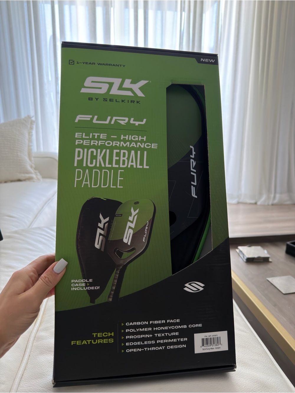 SLK Fury Elite High Performance Pickleball Paddle - Green/Black